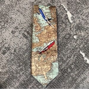 Muse Adventure Map Tie with Airplane Accents